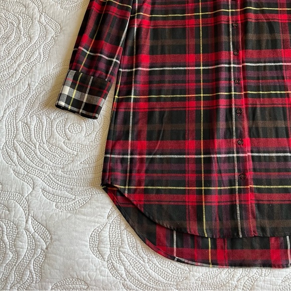 Alice + Olivia - Hallie Plaid High-low Shirtdress In Red - Picture 5 of 12